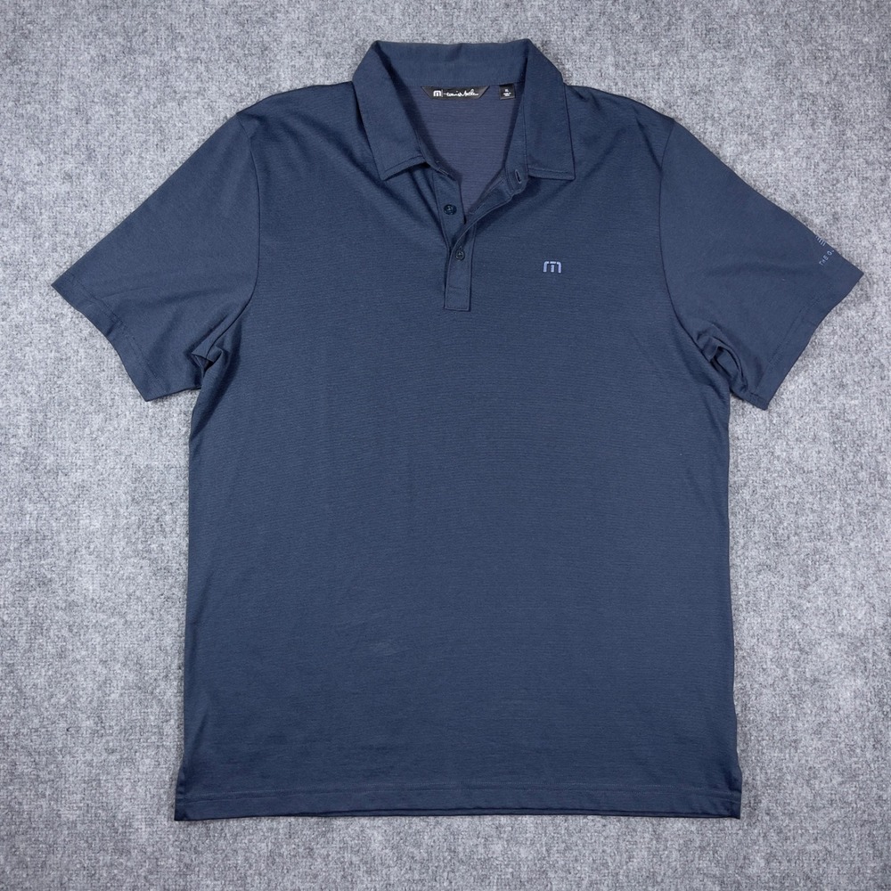 TravisMathew Polo Shirt Mens XL Navy Blue The Guitar Hotel Pima Cotton Blend - Picture 1 of 8